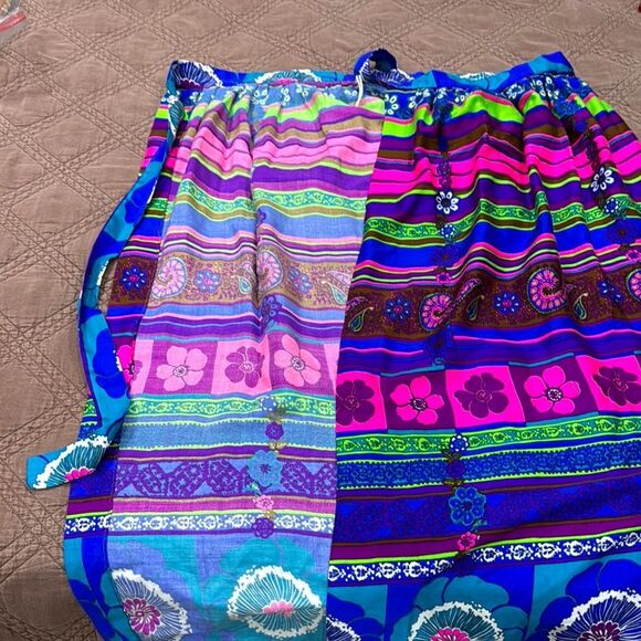 Vintage pychodelic wrap Maxi Skirt Alice of California - Picture 4 of 5